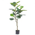 Artificial Fiddle Leaf Fig Tree, 4 FT, Secure PE Material & Anti-Tip Tilt Protection Low-Maintenance Faux Plant, Lifelike Green