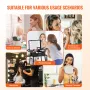 Makeup Train Case with Lock, Lighted Mirror, 4 Storage Trays, Brush Holder, Travel Cosmetic Organizer Box w/ Swivel Wheels, Prof