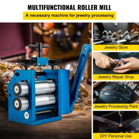 Rolling Mill 4.4"/112mm Jewelry Rolling Mill Machine Gear Ratio 1:2.5 Wire Roller Mill 0.1-7mm Press Thickness Manual