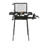 Makeup Train Case with Lock, Lighted Mirror, 4 Storage Trays, Brush Holder, Travel Cosmetic Organizer Box w/ Swivel Wheels, Prof