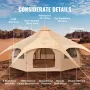 Canvas Tent, 4 Seasons 5 m/16.4 ft Bell Tent, Canvas Tent for Camping with Stove Jack, Breathable Yurt Tent for up to 8 People, 