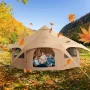 Canvas Tent, 4 Seasons 5 m/16.4 ft Bell Tent, Canvas Tent for Camping with Stove Jack, Breathable Yurt Tent for up to 8 People, 