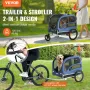Dog Bike Trailer, Supports up to 100 lbs, 2-in-1 Pet Stroller Cart Bicycle Carrier, Easy Folding Cart Frame with Quick Release W