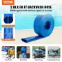Backwash Hose, 51 mm x 15,24 m, Heavy-Duty PVC Flat Pool Discharge Hose with Aluminum Camlock C & E Fittings, Clamps, Compatible