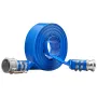 Backwash Hose, 51 mm x 15,24 m, Heavy-Duty PVC Flat Pool Discharge Hose with Aluminum Camlock C & E Fittings, Clamps, Compatible