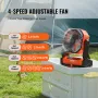 Portable Fan Rechargeable 203.2mm, Battery Powered Fan with LED Lantern, 4 Speeds Adjustable Portable Small Table Fan Personal, 