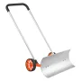 Snow Shovel with Wheels, 30 inch Snow Shovel for Driveway, Metal Snow Shovel Pusher for Snow Removal, Heavy Duty Shovel Pusher w