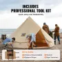 Canvas Bell Tent, 4 Seasons 4 m/13.12 ft Yurt Tent, Canvas Tent for Camping with Stove Jack, Breathable Tent Holds up to 6 Peopl
