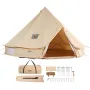 Canvas Bell Tent, 4 Seasons 4 m/13.12 ft Yurt Tent, Canvas Tent for Camping with Stove Jack, Breathable Tent Holds up to 6 Peopl