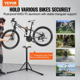 Bike Repair Stand, 66 lbs Heavy-duty Aluminum Bicycle Repair Stand, Adjustable Height Bike Maintenance Workstand with Magnetic
