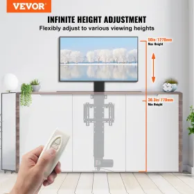 Motorized TV Lift Stroke Length 20 Inches Motorized TV Mount Fit for 28-32" TV Lift with Remote Control Height Adjustable Load