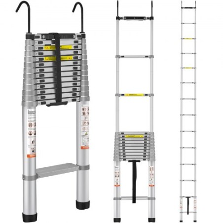 Telescoping Ladder Aluminium Extension Trin 18,5 ft Multi-purpose Bærbar
