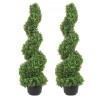 Artificial Topiaries Boxwood Trees, 4ft Tall (2 Pieces) Faux Topiary Plant Outdoor, All-year Green Feaux Plant w/ Replaceable