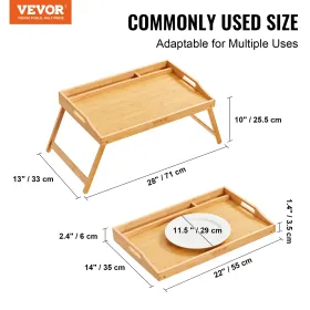 Bed Tray Table with Foldable Legs & Media Slot, Bamboo Breakfast Tray for Sofa, Bed, Eating, Snacking, and Working, Serving