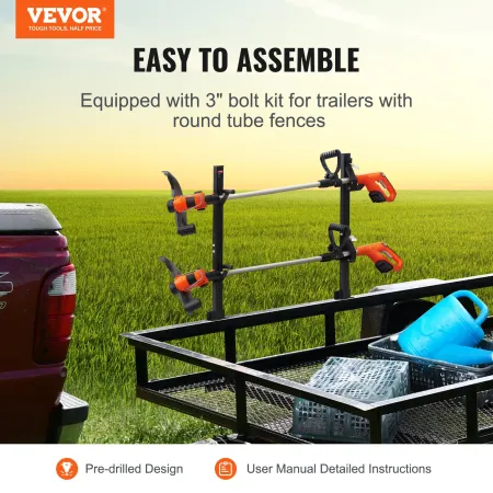 Trimmer Rack, 2 Place Weeder Trimmer Rack, Trim Holder Trailer Rack Carrier with Zinc Alloy Password Lock, Mount On Landscape Tr