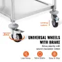 Kitchen Utility Cart, 3 Tiers, Wire Rolling Cart with 450LBS Capacity, Steel Service Cart on Wheels, Metal Storage Trolley with 