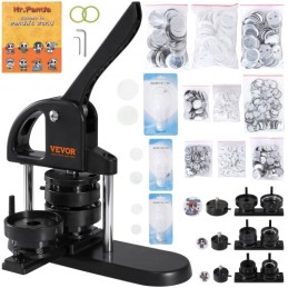 Button Maker Machine, 1/1.25/2.28 inch(25/32/58mm) 3-in-1 Pin Maker, Installation-Free Badge Punch Press Kit, Button Making