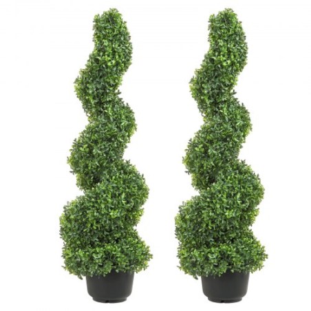 Kunstige topiaries bukketræer, 3ft høje (2 stykker) faux topiær plante udendørs, hele året grøn feaux plante m/ udskiftelig