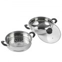 Steamer Pot, 11in/28cm Steamer Pot for Cooking with 3QT Stock Pot and Vegetable Steamer, Food-Grade 304 Stainless Steel Food