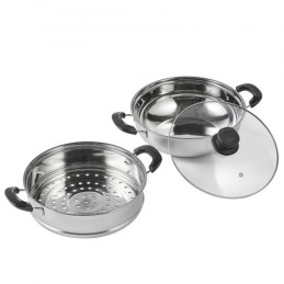 Steamer Pot, 11in/28cm Steamer Pot for Cooking with 3QT Stock Pot and Vegetable Steamer, Food-Grade 304 Stainless Steel Food