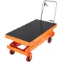 Hydraulic Lift Table Cart, 789.3 kg Capacity 149.9 cm Lifting Height, Manual Double Scissor Lift Table with 4 Wheels and Non-sli