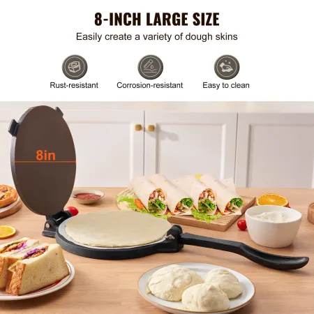 Tortilla Press, 8 tommer Tortilla og Roti Maker, støbejern