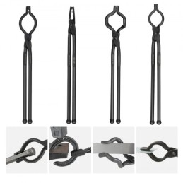 Blacksmith Tongs, 18â€ 4 PCS, V-Bit Bolt Tongs, Wolf Jaw Tongs, Z V-Bit Tongs and Gripping Tongs, Carbon Steel Forge Tongs with