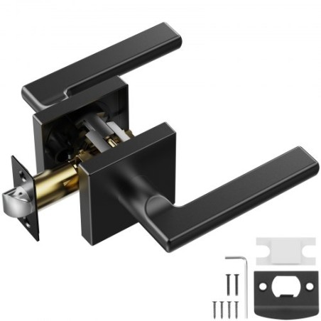 Passage Door Handle 1 Pack Matte Black Door Lever Interior Non-Locking