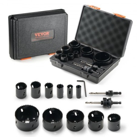Hole Saw Kit, 11 PCS Saw Blades, 2 Drill Bits, 1 Hex Wrench, Bi Metal M42 Hole Saw Set with Carrying Case, General Purpose Size