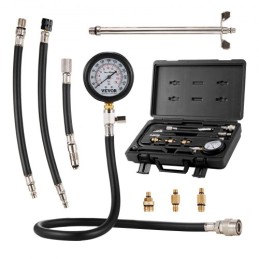 Compression Tester Adapter Kit, 9 Pcs Automotive Engine Cylinder Leak Down Compression Test, Accurate Dual Scale Pressure Gauge