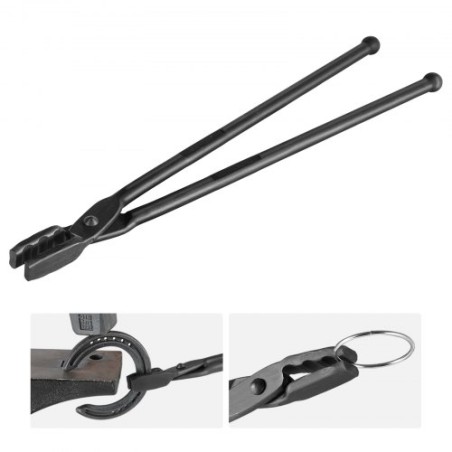 Blacksmith Tongs, 18â€ Wolf Jaw Tongs, Carbon Steel Forge Tongs with A3 Steel Rivets, for Horseshoes, Curved Shapes, Block