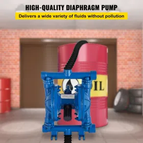 Air-Operated Double Diaphragm Pump, 1/2 in Inlet & Outlet, Cast Iron Body, 3 GPM & Max 90 PSI, Nitrile Diaphragm Pneumatic