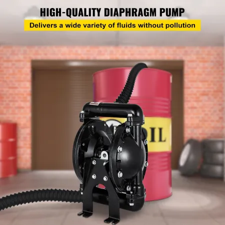 Air-Operated Double Diaphragm Pump 25.4mm(1 inch) Inlet Outlet Aluminum 91 L/min(24 GPM) Max 8 bar(120PSI) for Industrial Use
