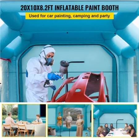 Portable Inflatable Paint Booth, 20x10x8.2ft Inflatable Spray Booth, Car Paint Tent w/ Air Filter System & 2 Blowers, Upgraded