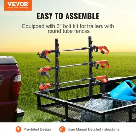 Trimmer Rack, 3 Place Weeder Trimmer Rack, Trim Holder Trailer Rack with Zinc Alloy Password Lock, Wall-mounted or Mount on Encl