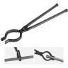 Blacksmith Tongs, 18â€ V-Bit Bolt Tongs, Carbon Steel Forge Tongs with A3 Steel Rivets, for Long, Irregular, and Nail-shaped