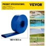 Discharge Hose, 38 mm x 32 m, PVC Fabric Lay Flat Hose, Heavy Duty Backwash Drain Hose with Clamps, Weather-proof & Burst-proof,
