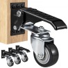 Workbench Caster Wheels, 165 lbs Load Capacity, Set of 4, 2.5" Heavy Duty Retractable Casters, Side Mounted Adjustable Stepdown
