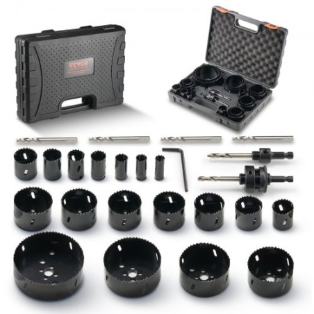 Hole Saw Kit, 18 PCS Saw Blades, 6 Drill Bits, 1 Hex Wrench, Bi Metal M42 Hole Saw Set with Carrying Case, General Purpose Size