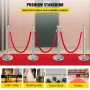 4 Pack Retractable Silver Round Top Stanchion Post Queue Crowd Control Barrier Posts Line Pole with 1.5M Red 2 Velvet Rope