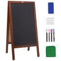 A Frame Chalkboard Sign, Double-Sided Sidewalk Signs, Freestanding Vintage Wooden Chalk Board with Chalks & Magnetic Eraser,