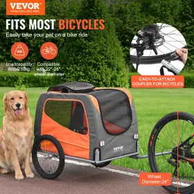 Dog Bike Trailer, Supports up to 66 lbs, Pet Cart Bicycle Carrier, Easy Folding Frame with Quick Release Wheels, Universal Bicyc