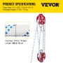 Twin Sheave Block og tackle 0,43-0,5inch 100-200ft Twin Sheave