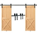 8FT Sliding Barn Door Hardware Kit, 330LBS Heavy Duty Barn Door Track Kit for Double Doors, Fit 3.7-4.3FT Total Wide and