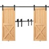 8ft glidende stalddørhardware-kit, 330 kg Heavy Duty Barn Door Track Kit til dobbeltdøre, fit 3,7-4,3ft samlet bred og