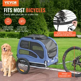 Dog Bike Trailer, Supports up to 100 lbs, Pet Cart Bicycle Carrier, Easy Folding Frame with Quick Release Wheels, Universal