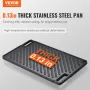 Reversible Grill/Griddle, 9.7"x16.7" Pre-Seasoned Cast Iron Griddle, Rectangular Double Burner Griddle Pan, Non-Stick Family Pan