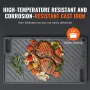 Reversible Grill/Griddle, 9.7"x16.7" Pre-Seasoned Cast Iron Griddle, Rectangular Double Burner Griddle Pan, Non-Stick Family Pan