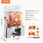 Commercial Orange Juicer Machine, 120W Automatic Juice Extractor with Water Tap, Stainless Steel Orange Squeezer 20 Oranges/Minu