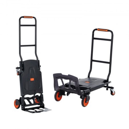 Aluminum Hand Truck, 2 in 1, 300 lbs Load Capacity, Heavy Duty Industrial Convertible Folding Hand Truck and Dolly, Utility
